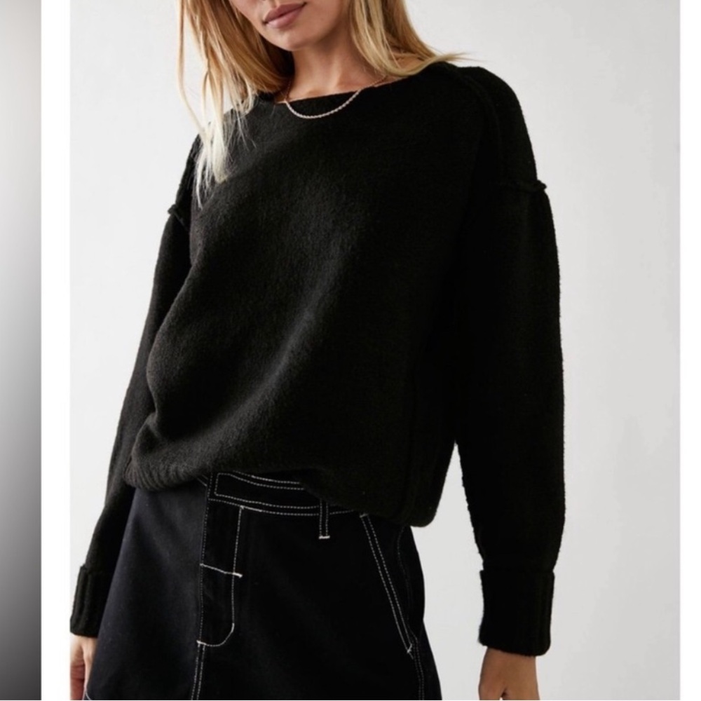 Free People Care Eastwood Black Pullover Medium Large View 2